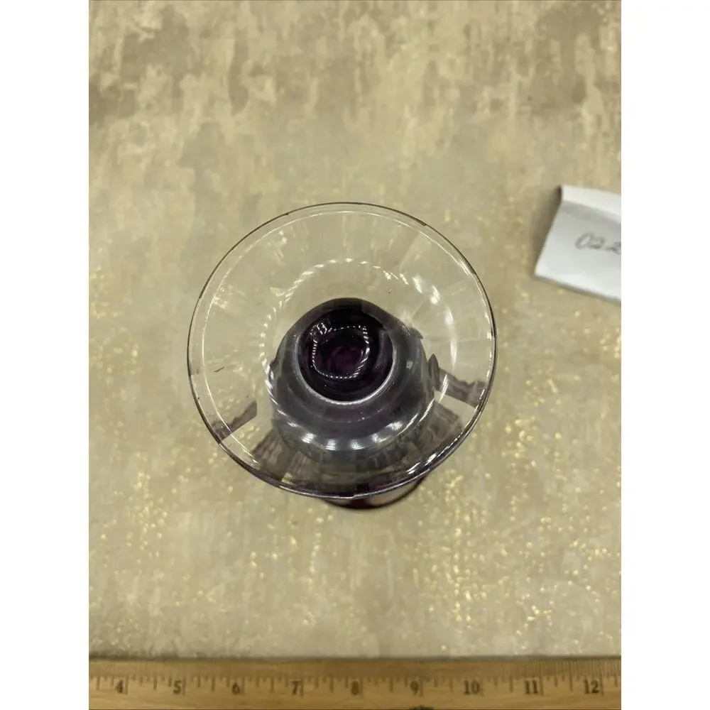 Antique-Anna Hutte 1940 Amethyst Floral 6.5 Inch Footed Vase Rare Design